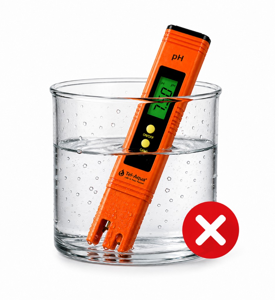 Do not store the pH meter in plain water